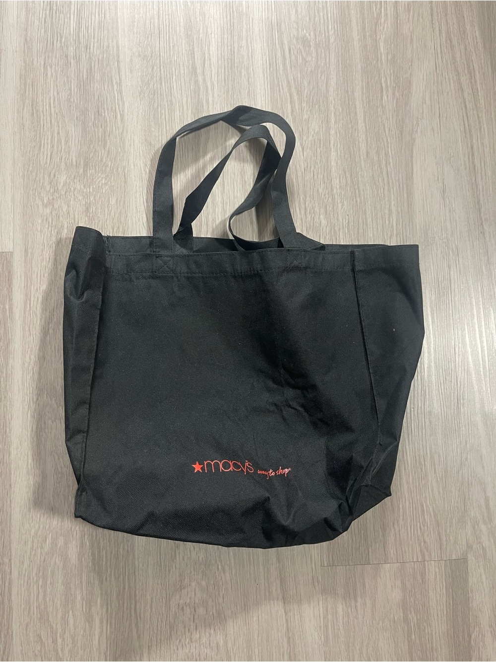 Macy's Black Canvas Tote with Red Logo